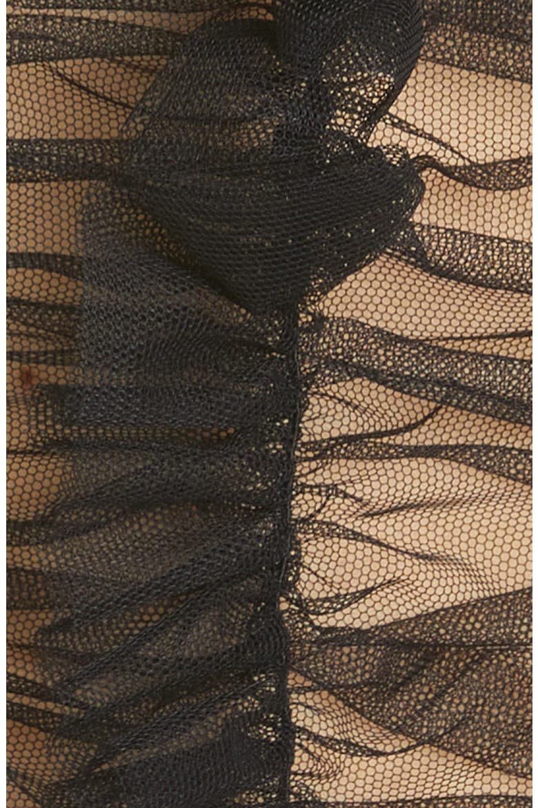 Ruched Tulle Top, Alternate, color, BLACK