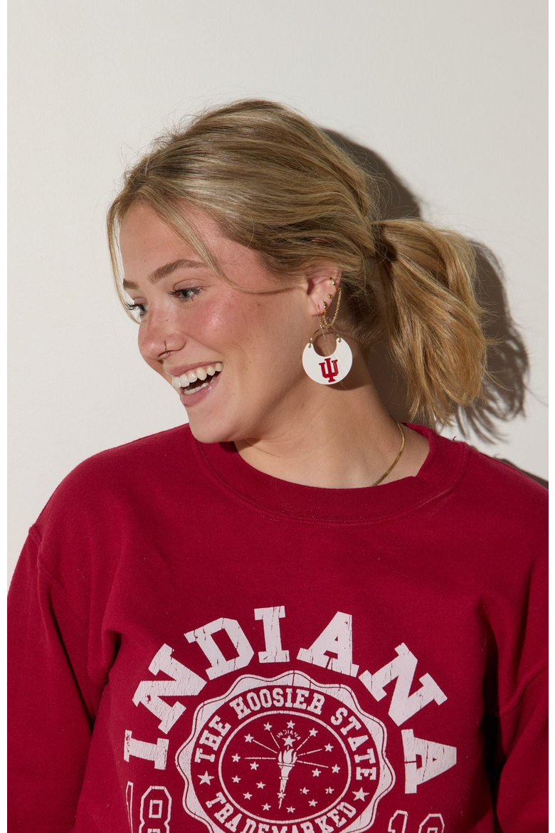 University Ninas Earrings, Alternate, color, IU White / Gold