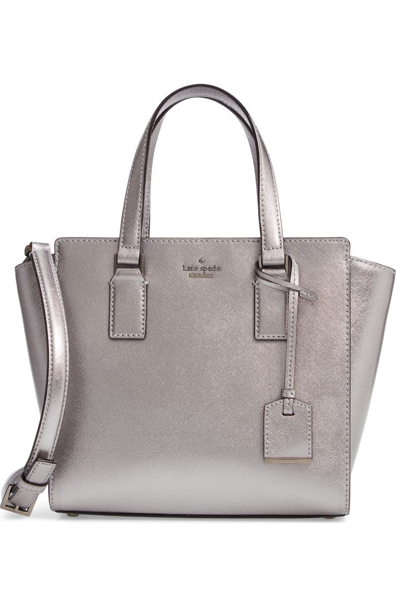 Kate Spade New York cameron street - small hayden metallic leather satchel, Main, color,