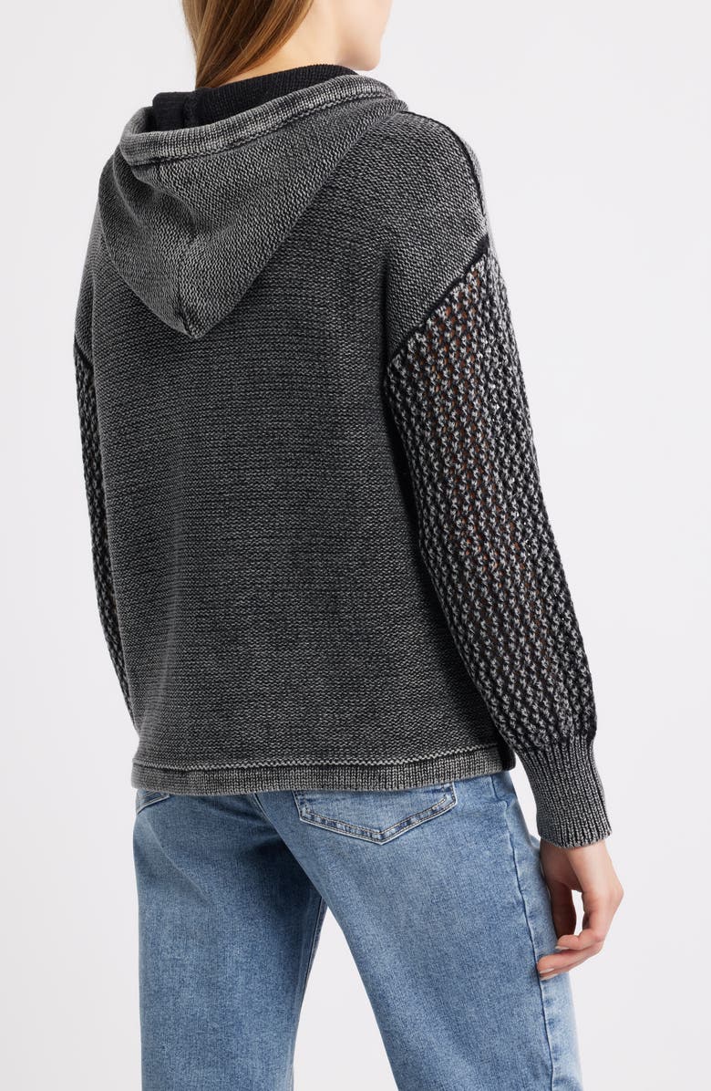 CITY BLUES Open Stitch Hoodie, Alternate, color, Black