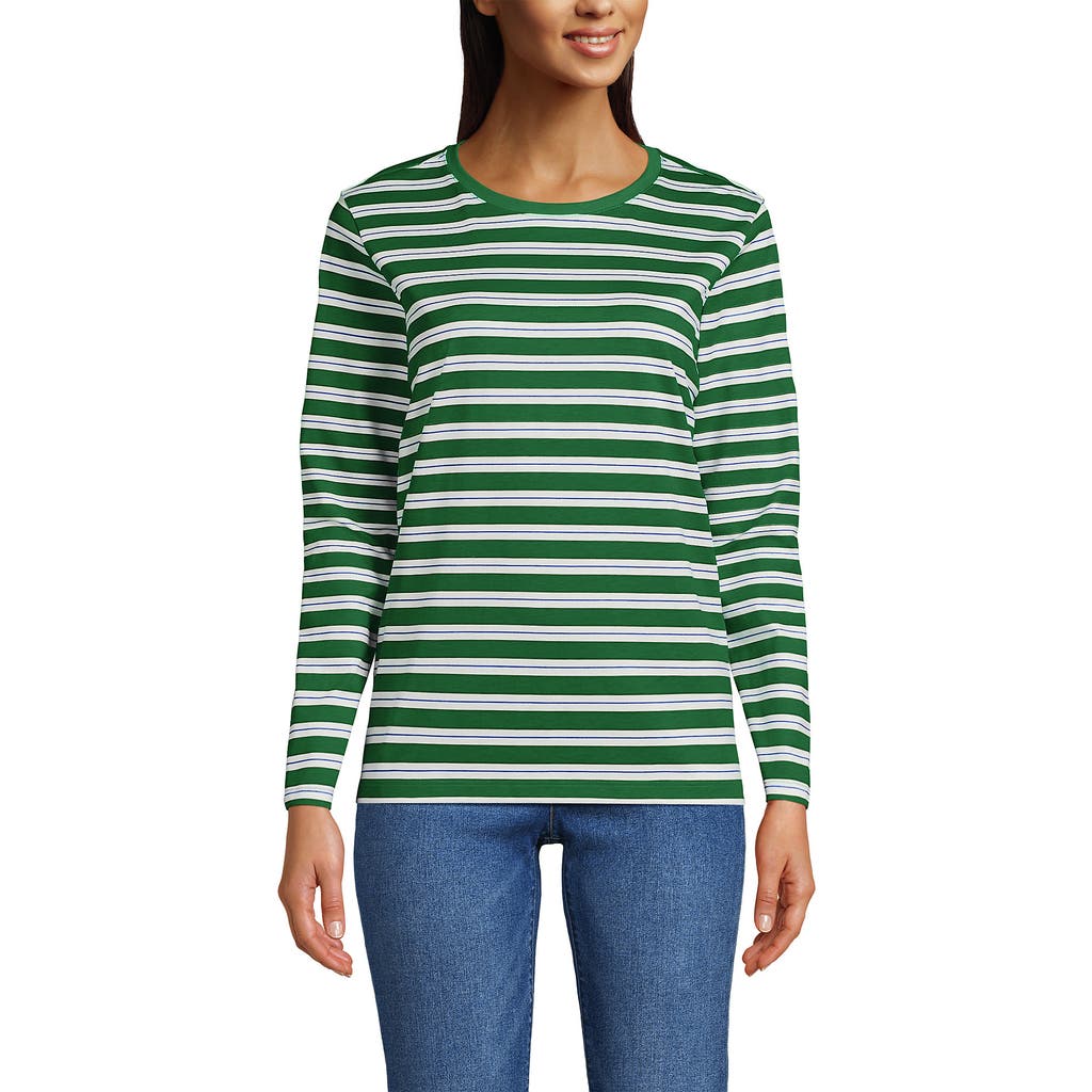 Lands' End Relaxed Supima Cotton Long Sleeve Crew Neck T-shirt In Green
