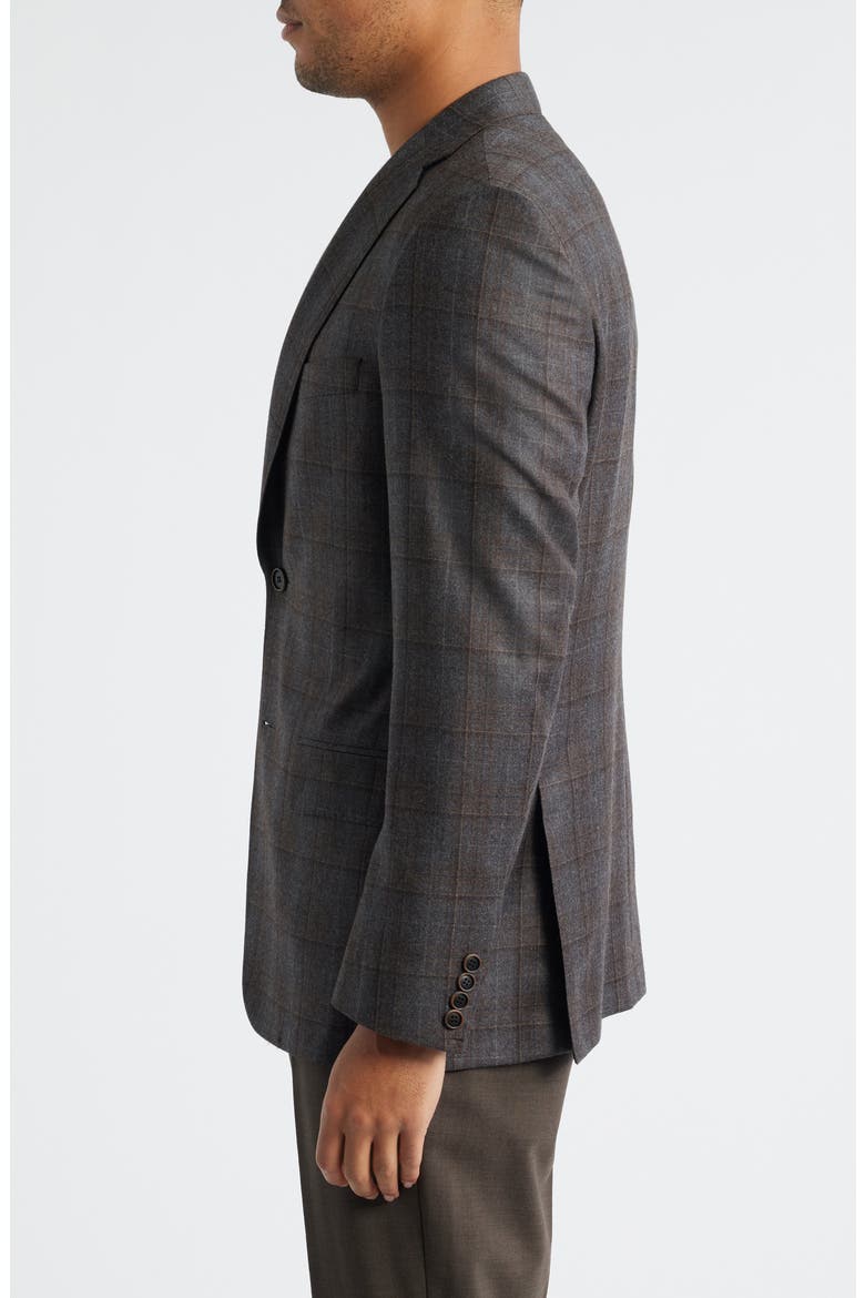Milano Regular Fit Brown Shadow Plaid Super 130s Wool Sport Coat, Alternate, color, GREY