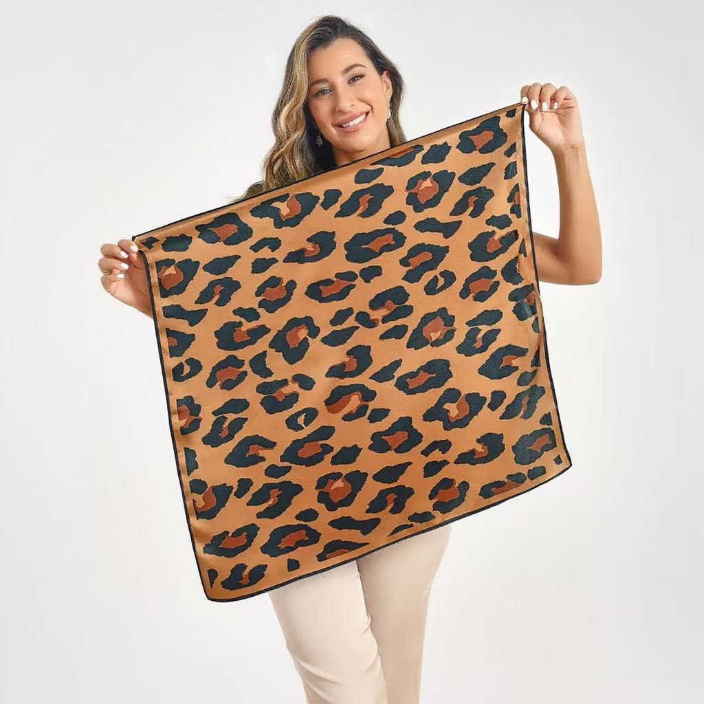 Silksilky Pure Silk Printed Square Scarf In Brown