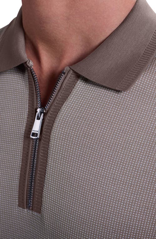 Bugatchi Quarter Zip Polo In Neutral