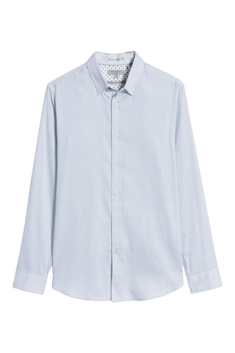 Slim Fit Geo Print Button-Up Shirt, Alternate, color, WHITE