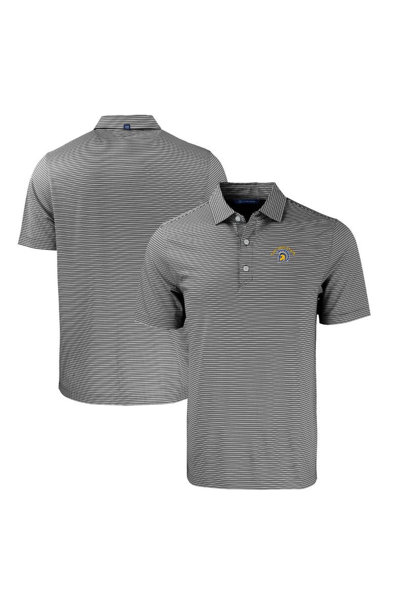 Cutter & Buck Men's Cutter & Buck  Black/White San Jose State Spartans Forge Eco Double Stripe Stretch Recycled Polo, Main, color, 