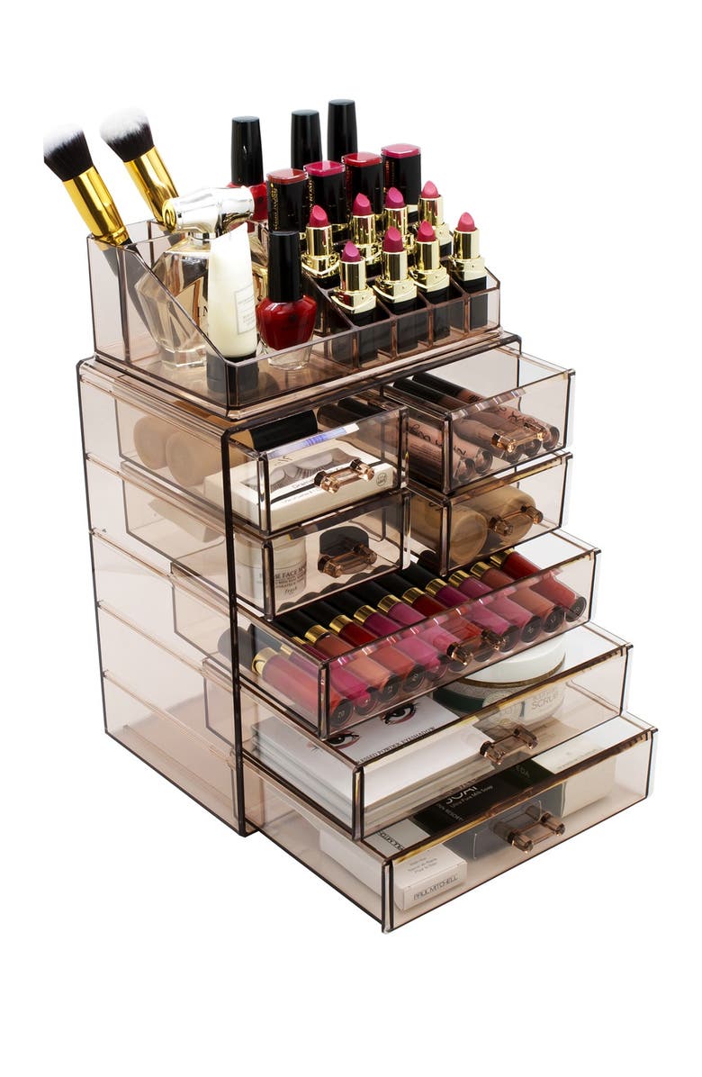 SORBUS Makeup Storage Case - Brown, Alternate, color, 