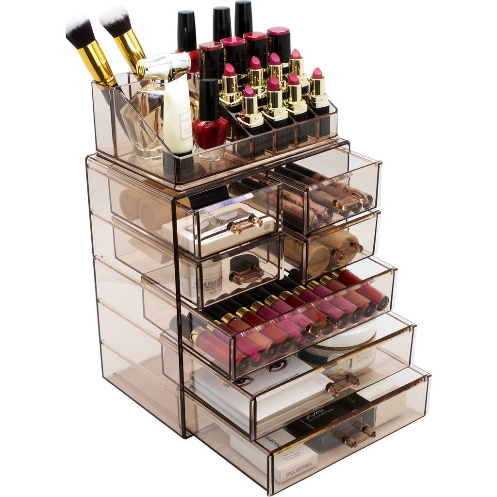 Sorbus Acrylic 7 Drawer & Top Organizer Cosmetics Makeup & Jewelry Storage Case Display Set In Brown