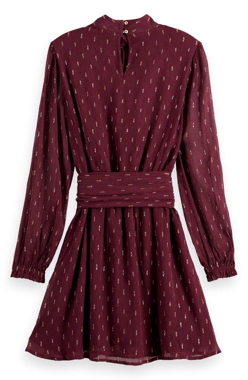 Scotch & Soda Long Sleeve Metallic Minidress In Dark Grape