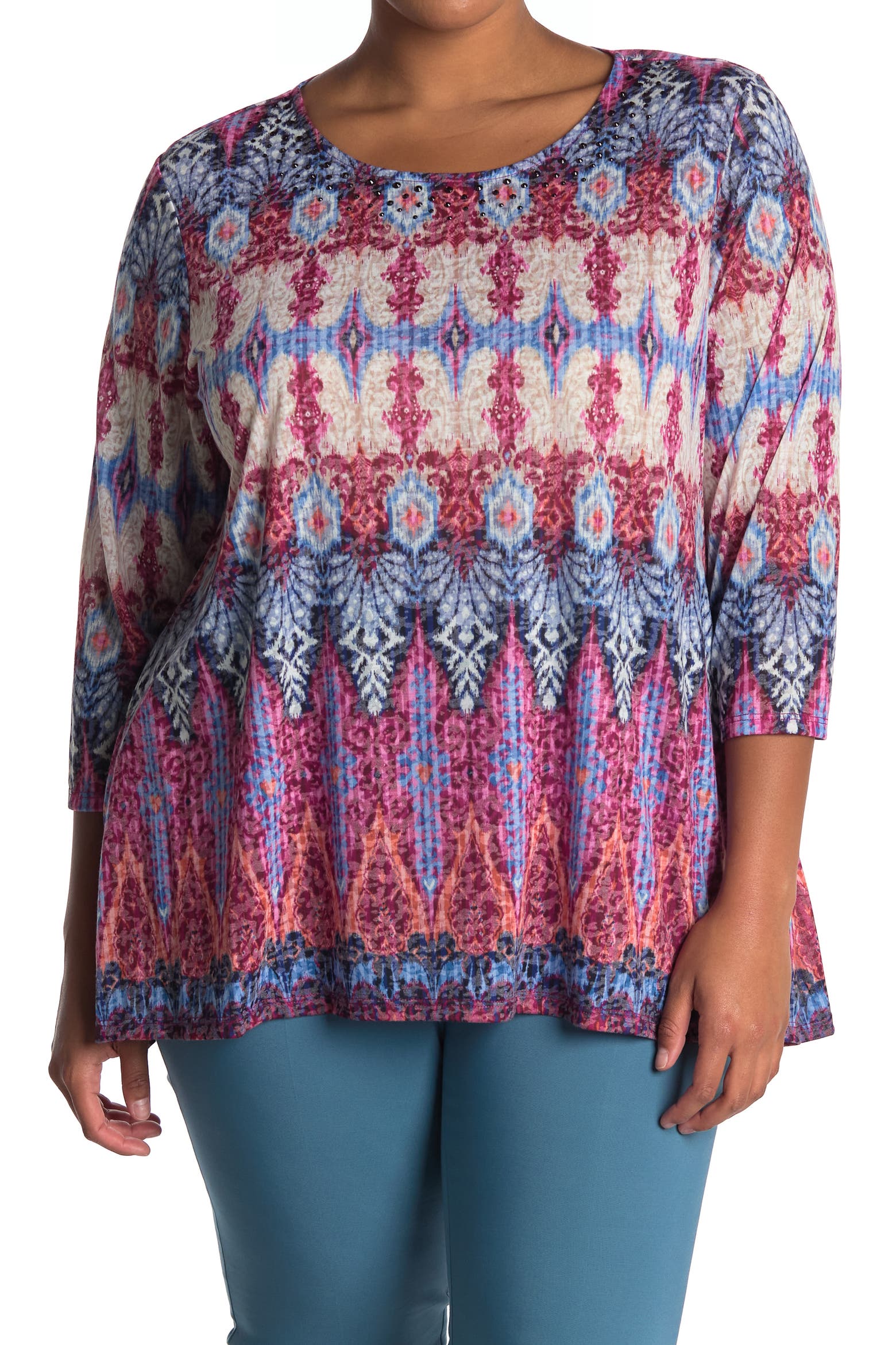 Ruby Rd RUBY RD Ruby Rd. Ornage Ikat Print Top (Women) | Nordstromrack