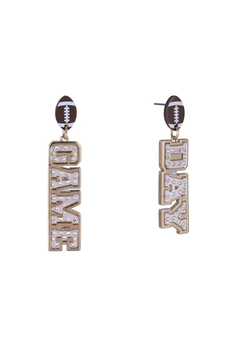 Game Day Stone Linear Earrings, Main, color, Brown