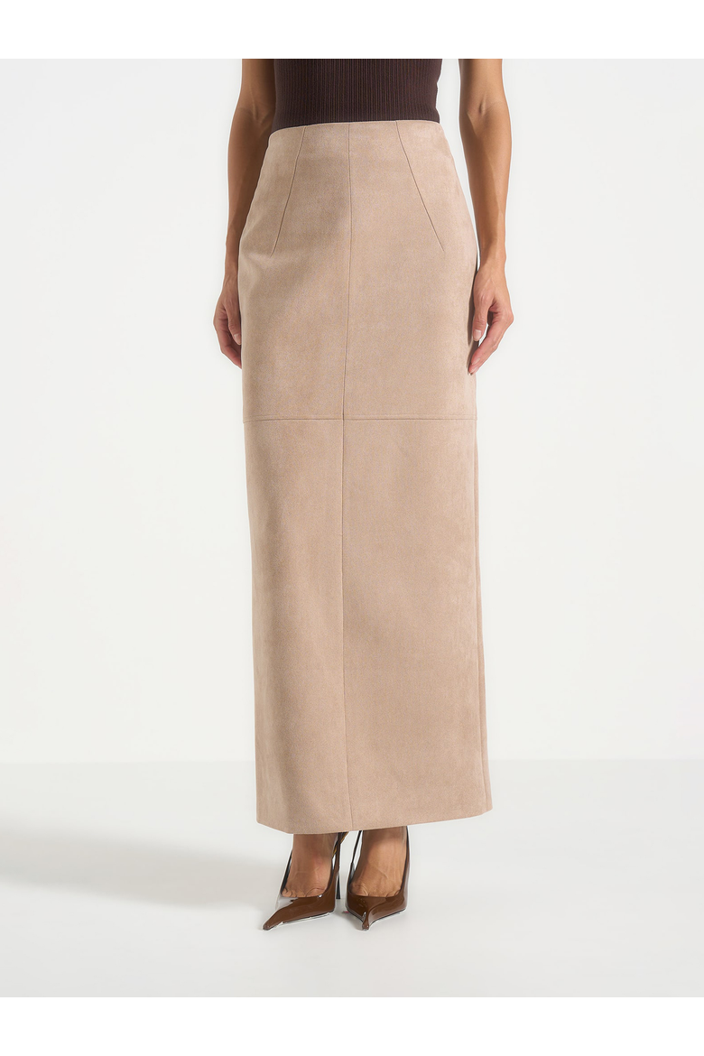 Celie Suede Maxi Skirt, Main, color, Taupe