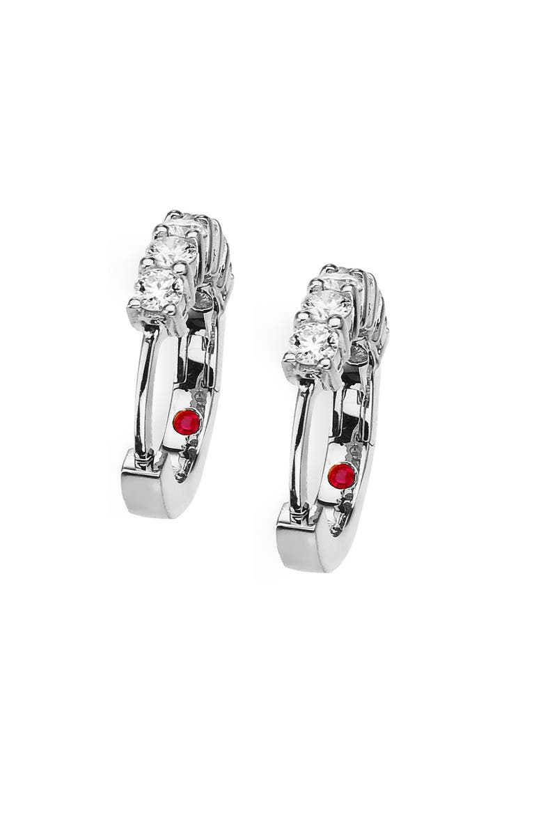 Roberto Coin Diamond Huggie Hoop Earrings, Alternate, color, White