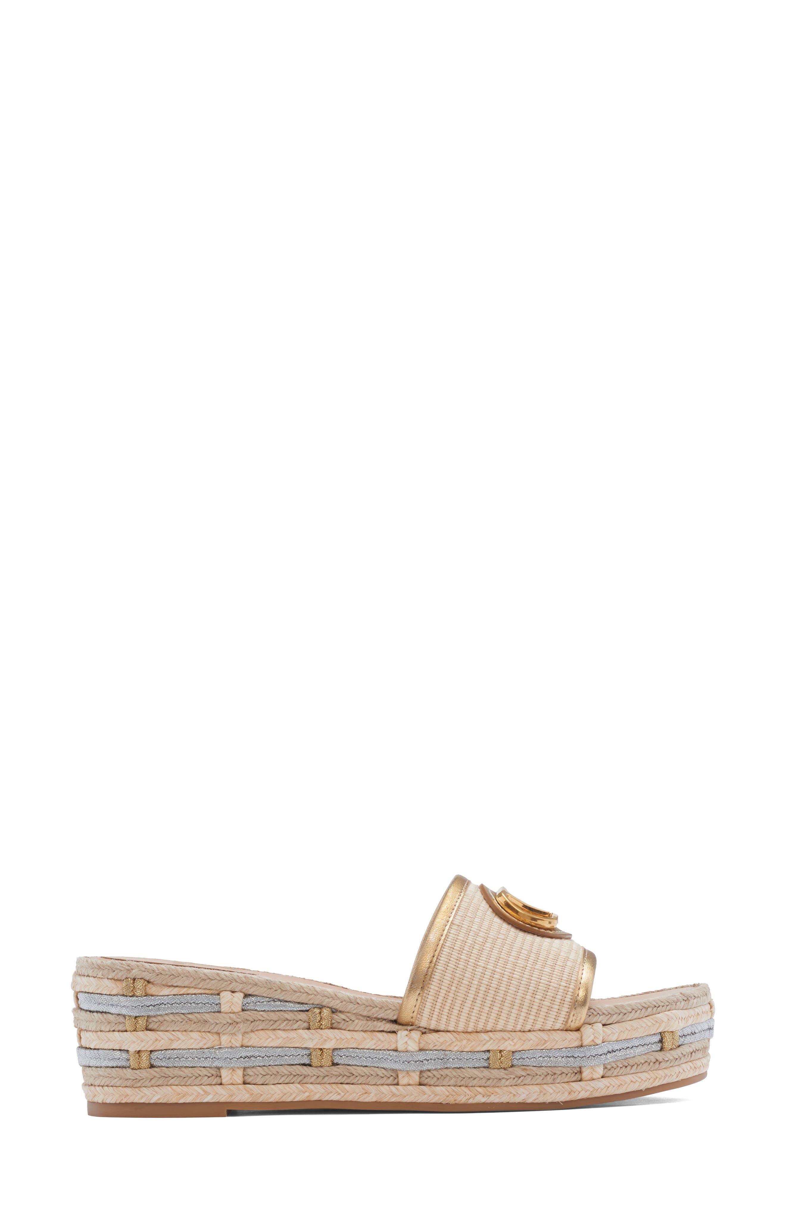 Valentino Garavani VLOGO Flatform Espadrille Slide Sandal, Alternate, color, Natural