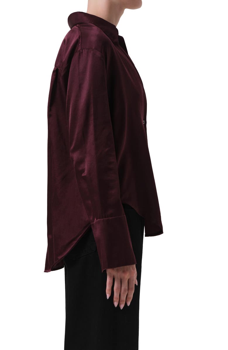 Citizens of Humanity Camilia Satin Shirt, Alternate, color, Burgundy