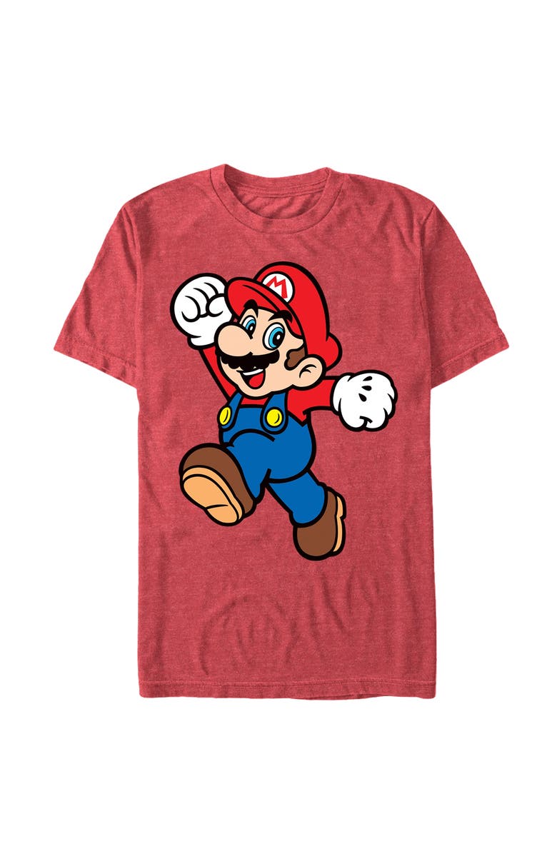 NINTENDO Men's Nintendo Mario Super Pose Graphic T-Shirt, Main, color, Red Heather
