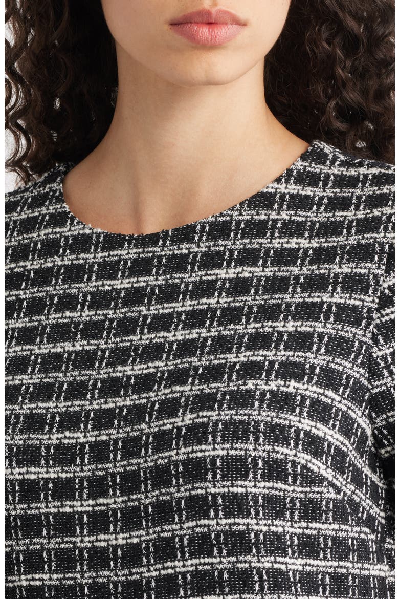 Pleated Hem Bouclé Minidress, Alternate, color, BLACK MULTI