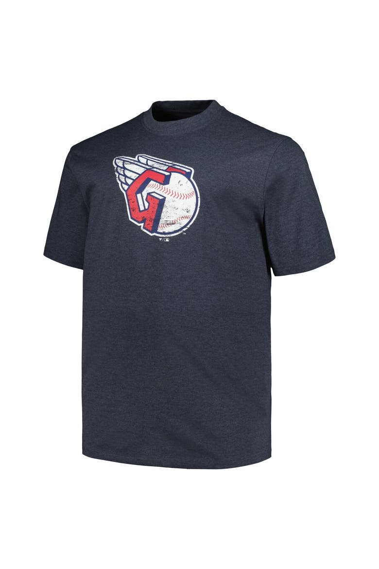 Men's Profile Heather Navy Cleveland Guardians Big & Tall Weathered Logo T-Shirt, Alternate, color, Heather Navy