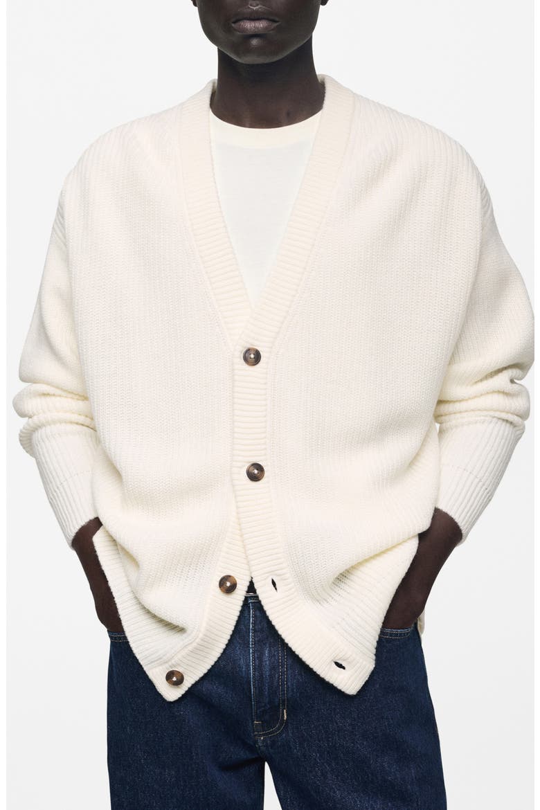 Relaxed Fit Chunky Knit Cardigan, Main, color, OFF WHITE