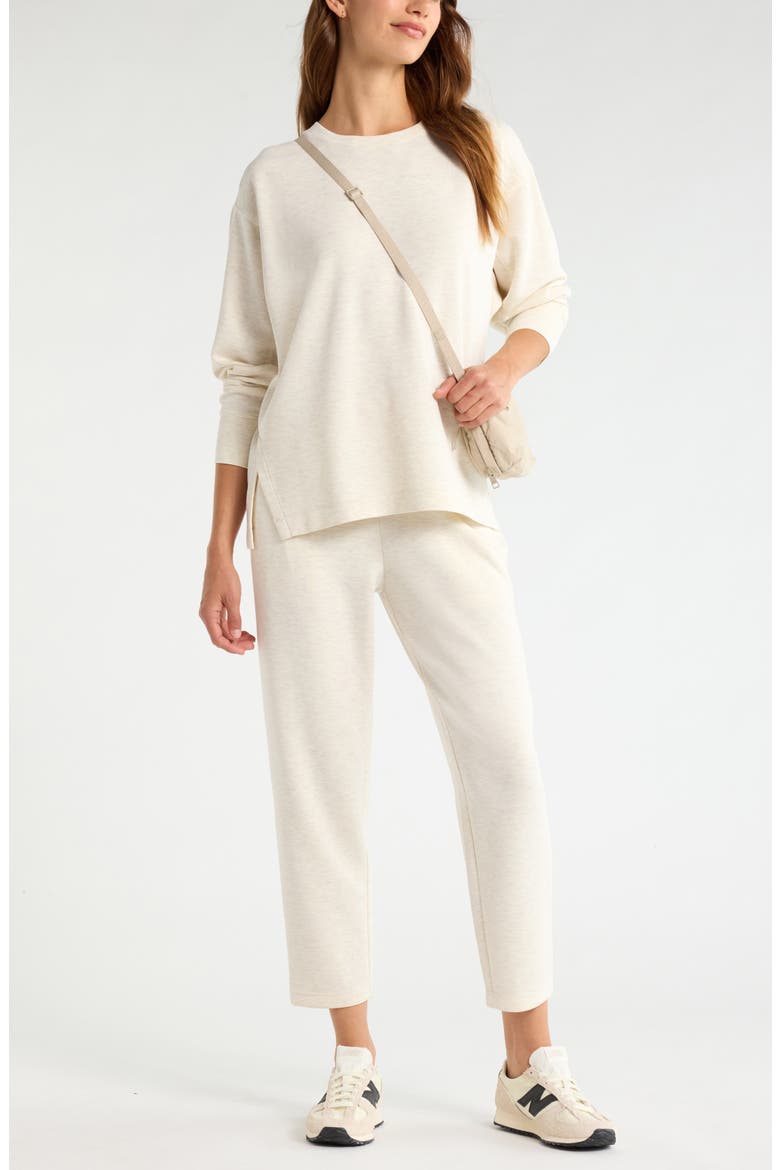 Soft Luxe Ankle Pants, Alternate, color, IVORY HEATHER- PURPLE