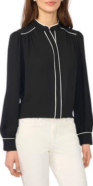 CeCe Piping Detail Long Sleeve Top
