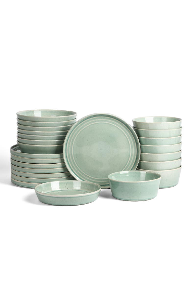 Claire Stoneware 24-Piece Dinnerware Set, Main, color, Green