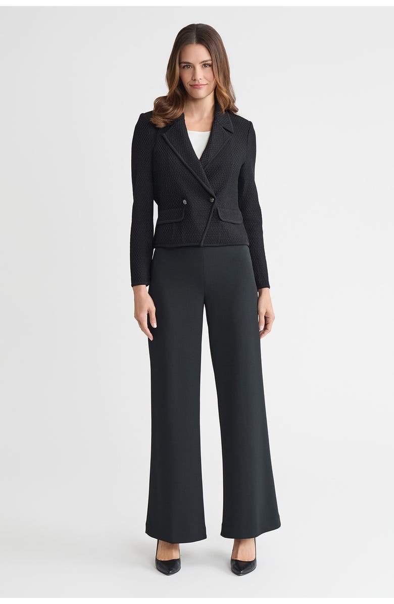 Ming Wang Tailored Double Breasted Textured Soft Knit Jacket, Alternate, color, Black