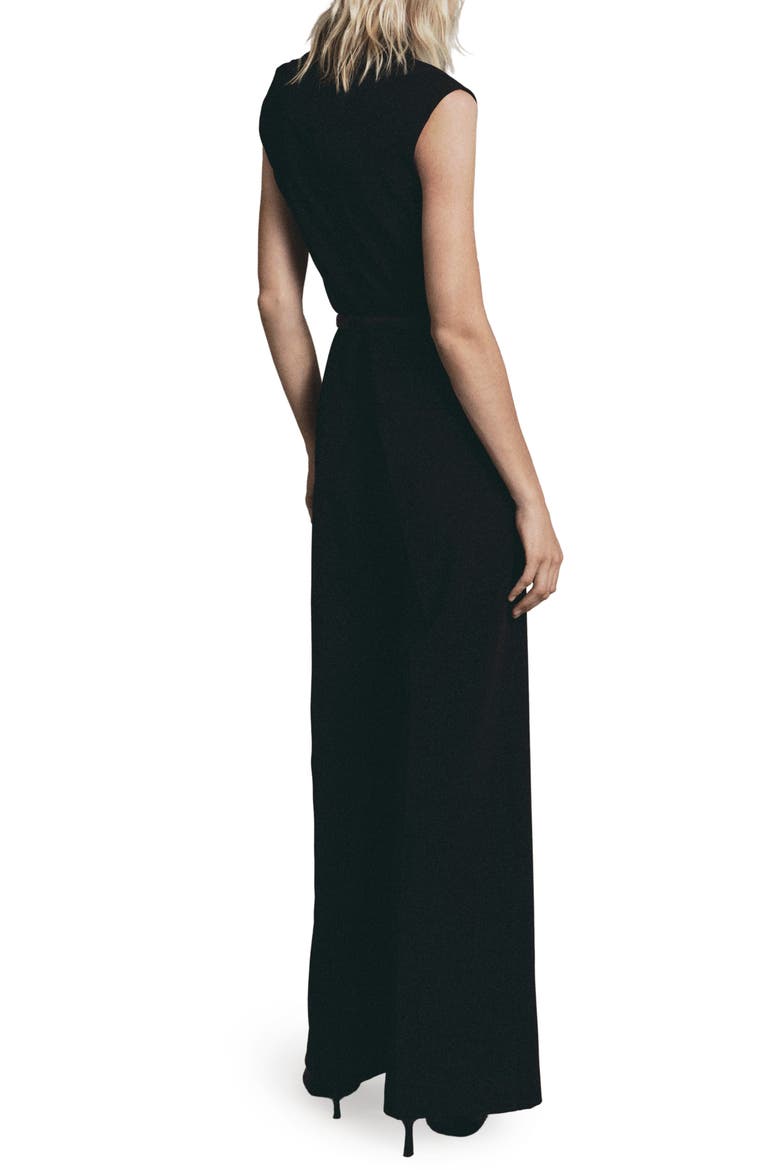 Drape Neck Belted Jumpsuit, Alternate, color, BLACK