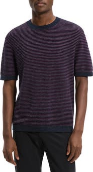 Theory Kolben Stripe Linen & Cotton Blend T-Shirt