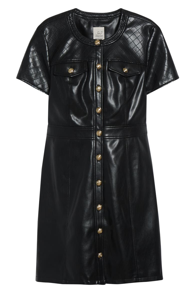 Layla Quilted Faux Leather Minidress, Alternate, color, BLACK