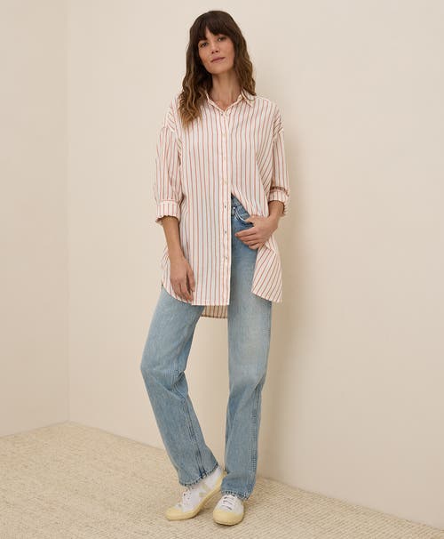 Pact Organic Cotton Sunset Lightweight Cotton Oversized Shirt In Zuma Stripe