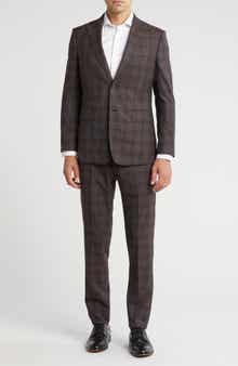 English Laundry Plaid Trim Fit Notch Lapel Wool Blend Two-Piece Suit