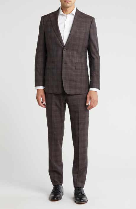 English Laundry Plaid Trim Fit Notch Lapel Wool Blend Two-Piece Suit