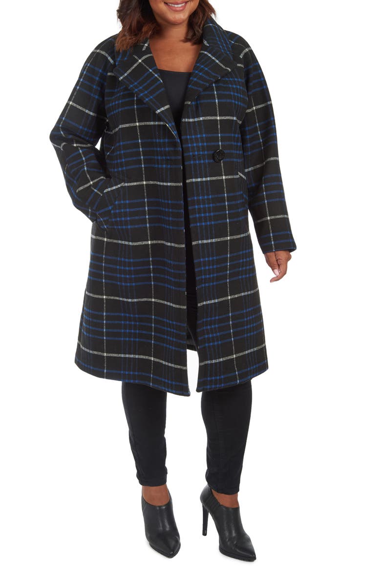 Plaid Coat, Main, color, COBALT
