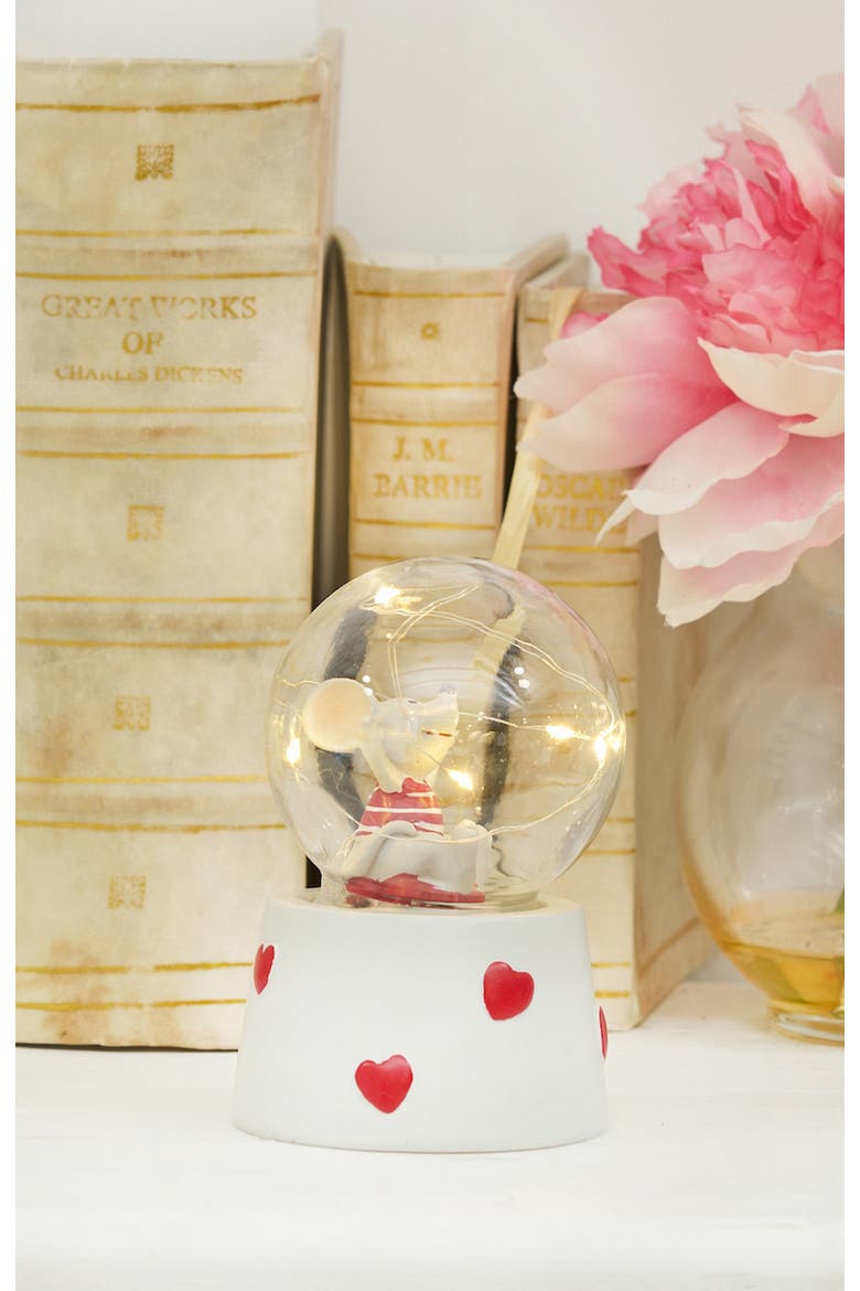 Mouse Snow Globe Valentine's Day Small Decorative Figurine, Alternate, color, White