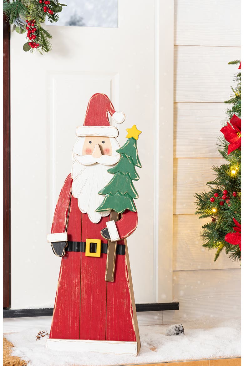 Christmas Chunky Wood Santa Snowman Porch Decor, Alternate, color, Red