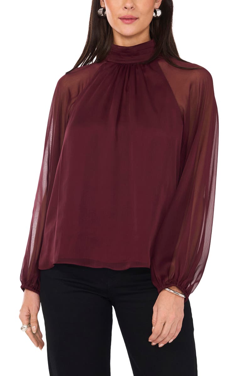 1.STATE Sheer Balloon Sleeve Chiffon Top, Alternate, color, 