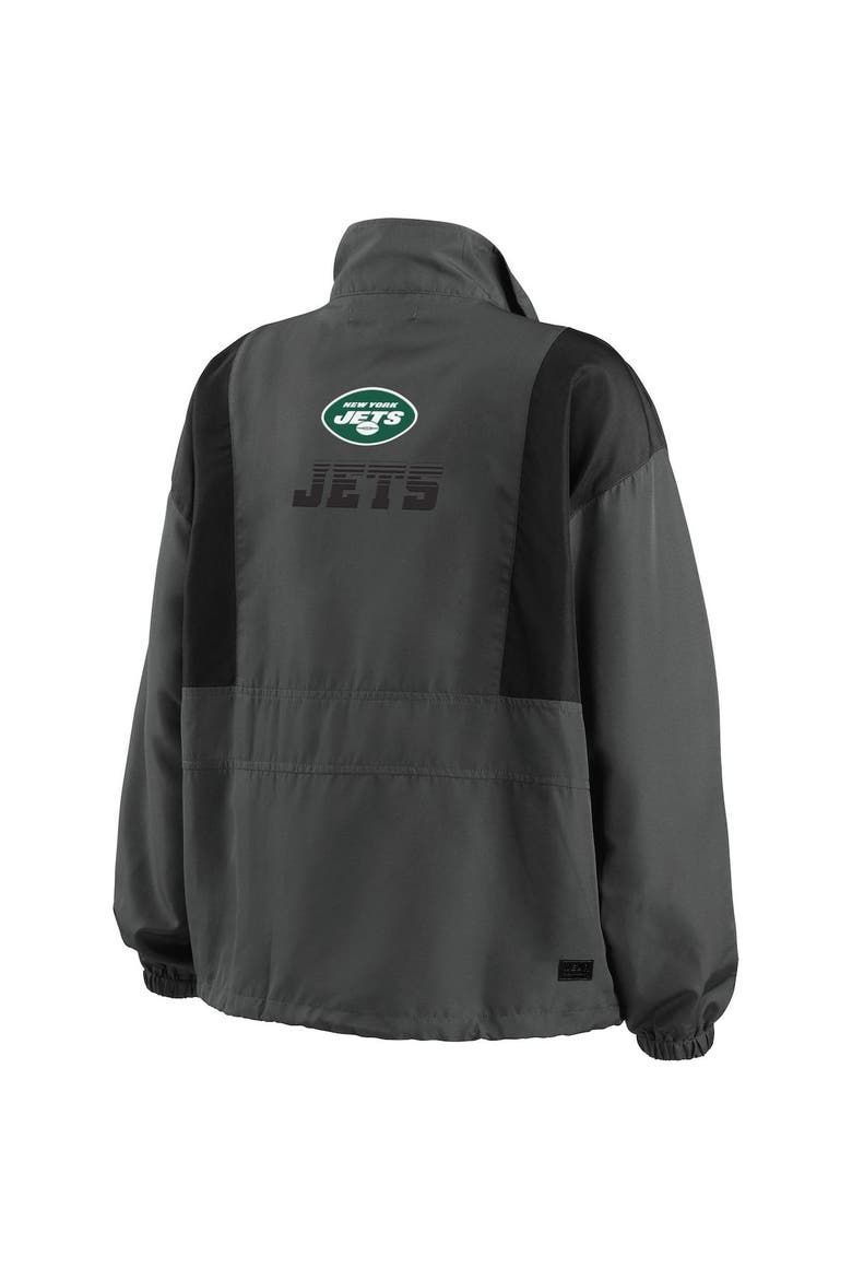 Women's WEAR by Erin Andrews Charcoal New York Jets Popover Packable Half-Zip Jacket, Alternate, color, Charcoal