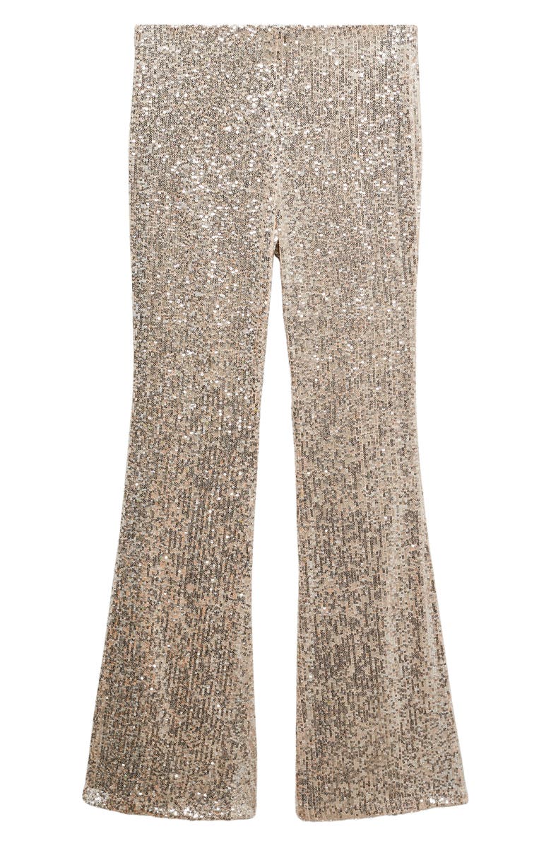 MANGO Sequin Flare Leg Pants, Alternate, color, 
