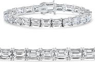 Bliss Diamond 26Ct Emerald Cut Diamond East West Tennis Bracelet 14k Gold Lab Grown 7"