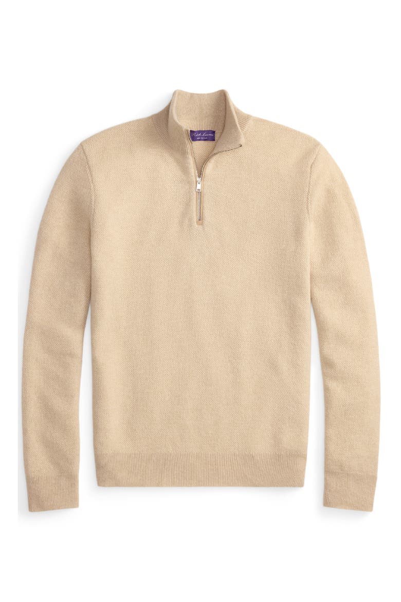 Bird's Eye Cashmere Half Zip Sweater, Alternate, color, CHAMPAGNE MELANGE