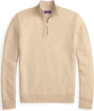 Ralph Lauren Purple Label Bird's Eye Cashmere Half Zip Sweater