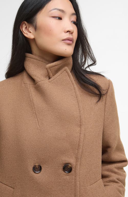 Barbour Indie Wool Blend Peacoat In Brown