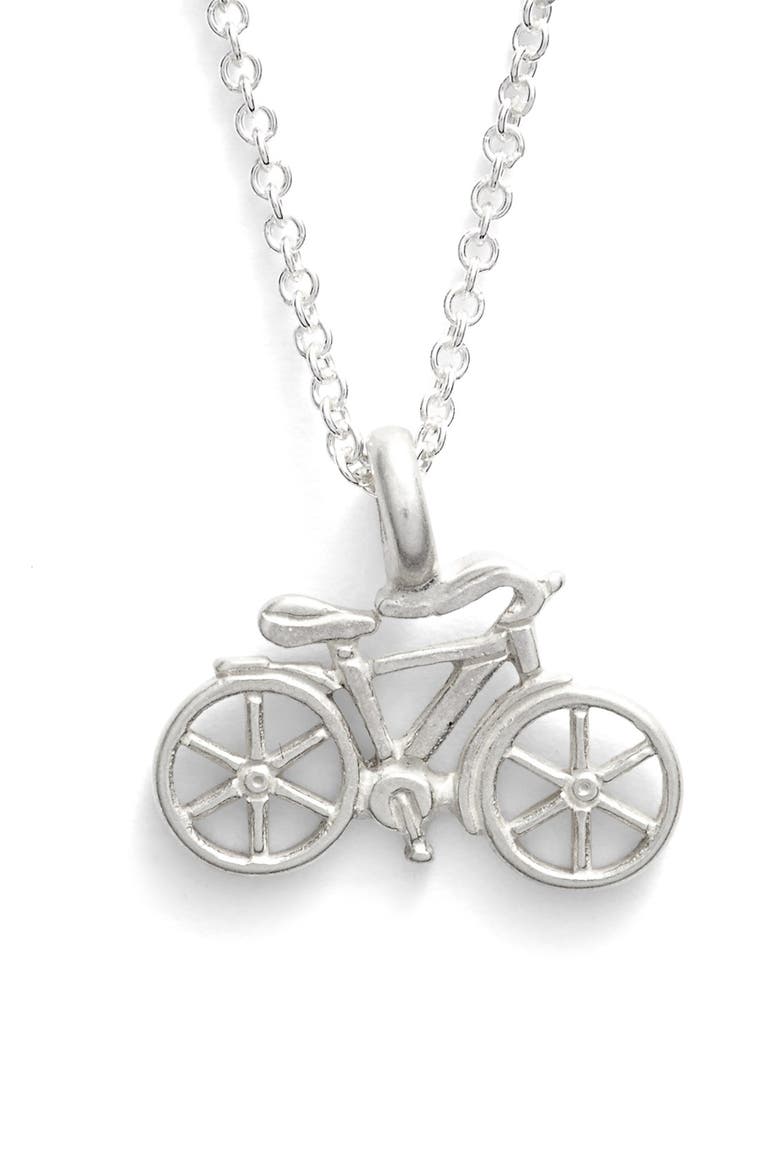 'Reminder - Pedal On' Bicycle Pendant Necklace, Alternate, color, SILVER