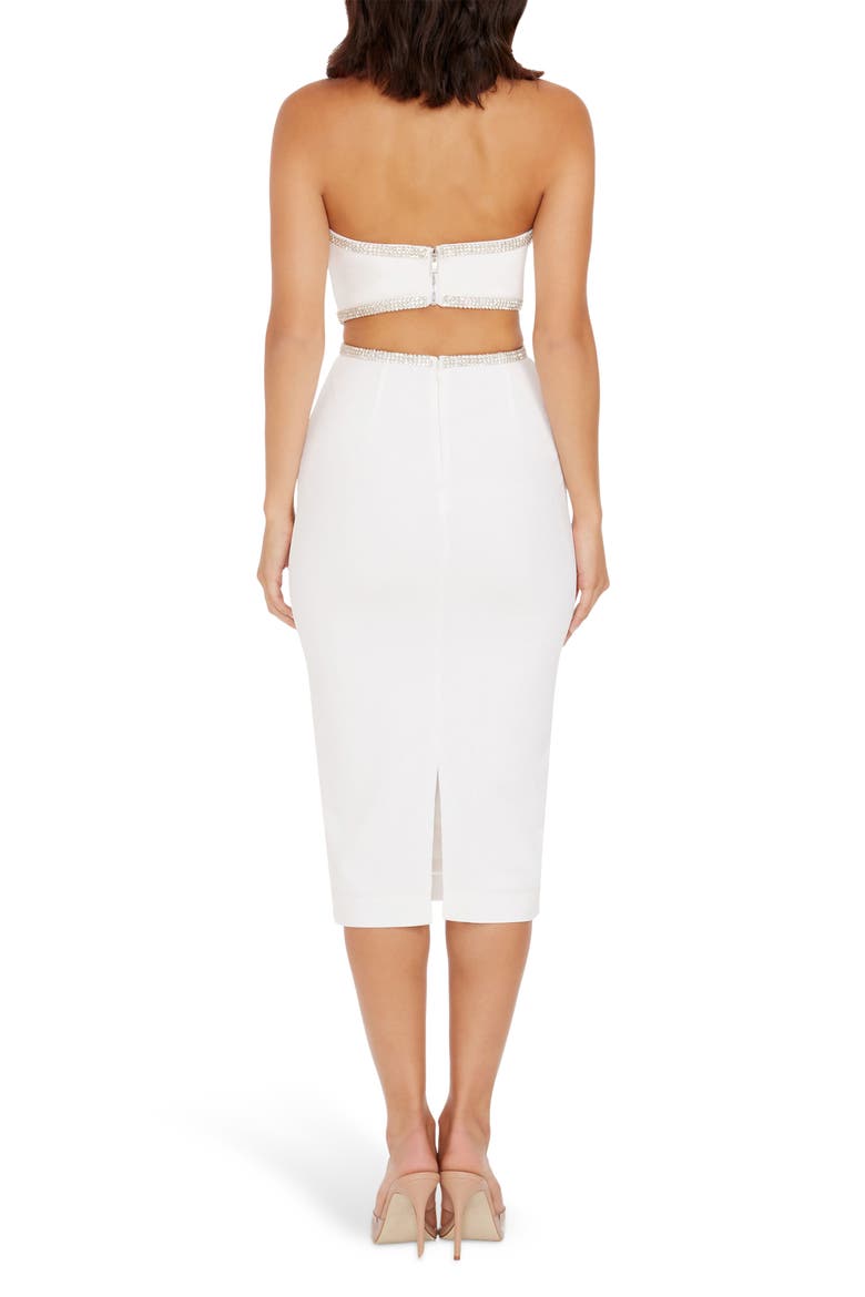 Ari Rhinestone Strapless Dress, Alternate, color, WHITE-SILVER