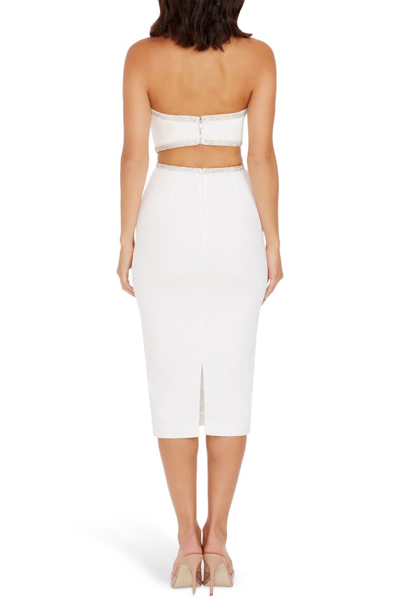 Dress the Population Ari Rhinestone Strapless Dress, Alternate, color, White-Silver