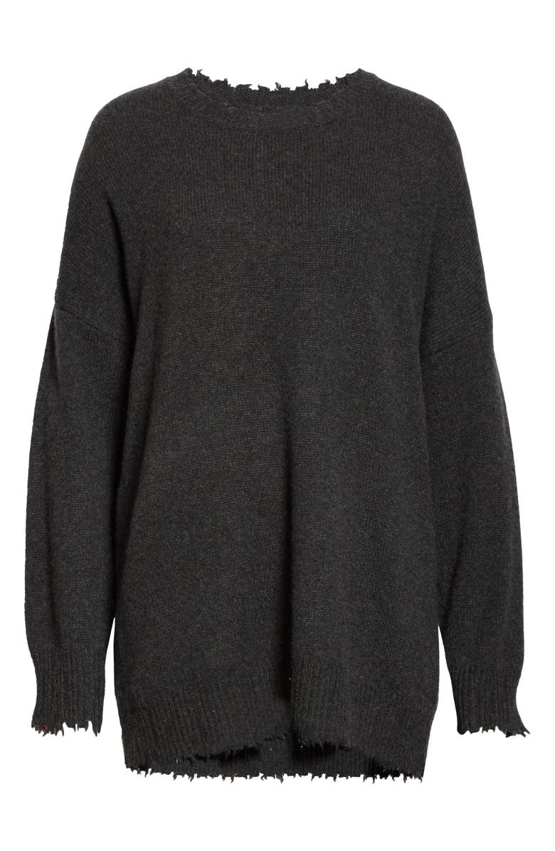 R13 Distressed Cashmere Boyfriend Sweater, Alternate, color,