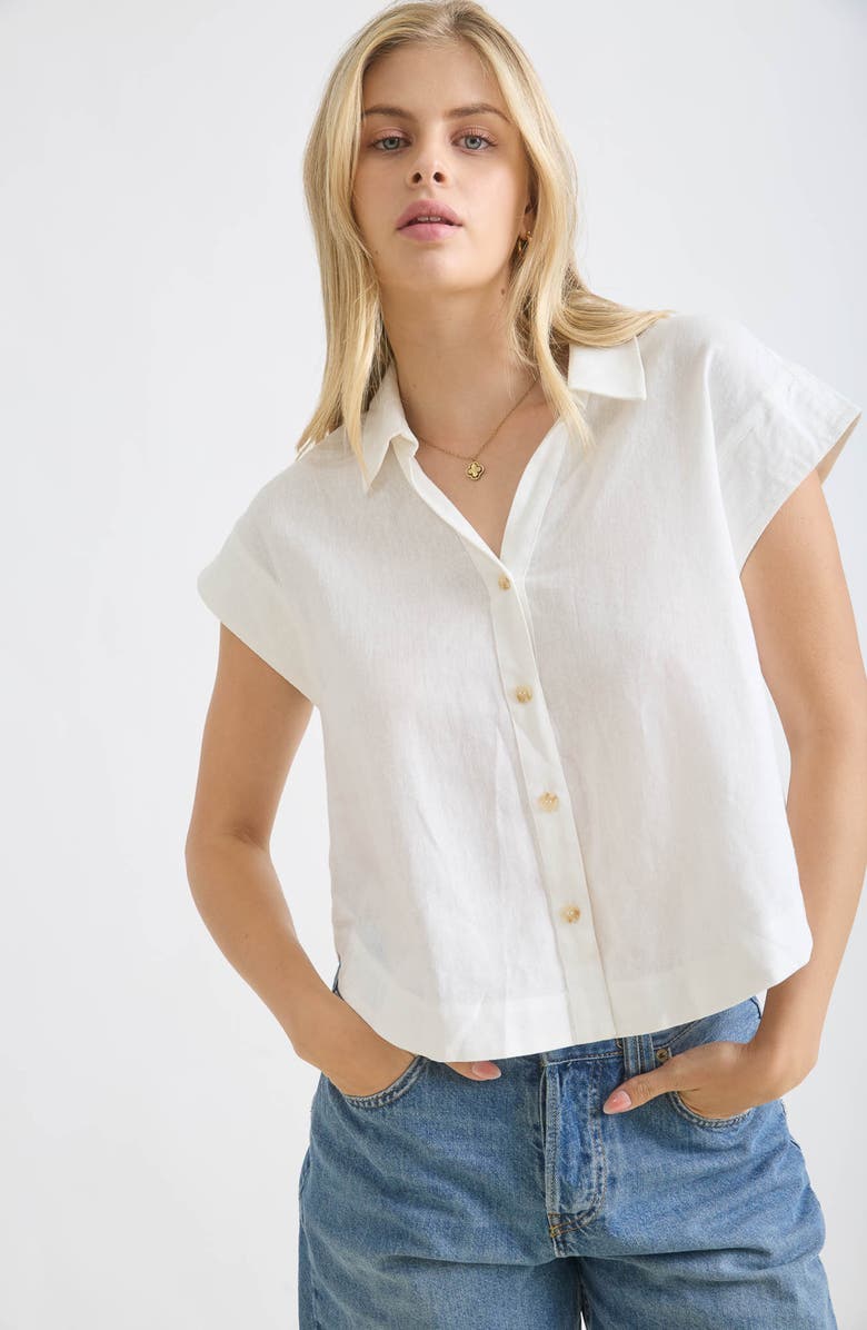 Blu Pepper Button-Up Short Sleeve Shirt, Alternate, color, White