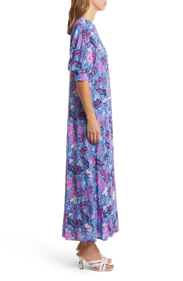 Lilly Pulitzer<sup>®</sup> Andrei Floral Elbow Sleeve Maxi Dress, Alternate, color,