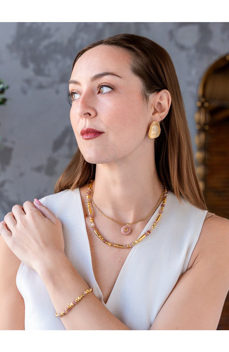 Loni Paul Jewelry Peach Moonstone and Citrine Inlay Necklace, Alternate, color,